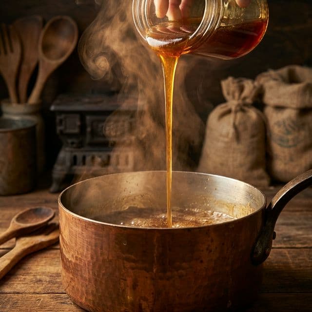 Handcrafted caramel-making in progress